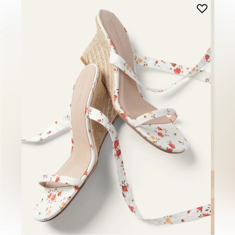 Reformation Alessa Lace Up Wedge White 7 8